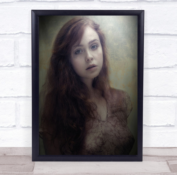 Heather May vintage woman pose flowery top Wall Art Print