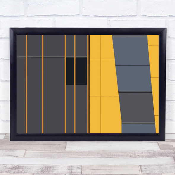 Lines Abstract Colors Yellow Black Grey In Wall Art Print