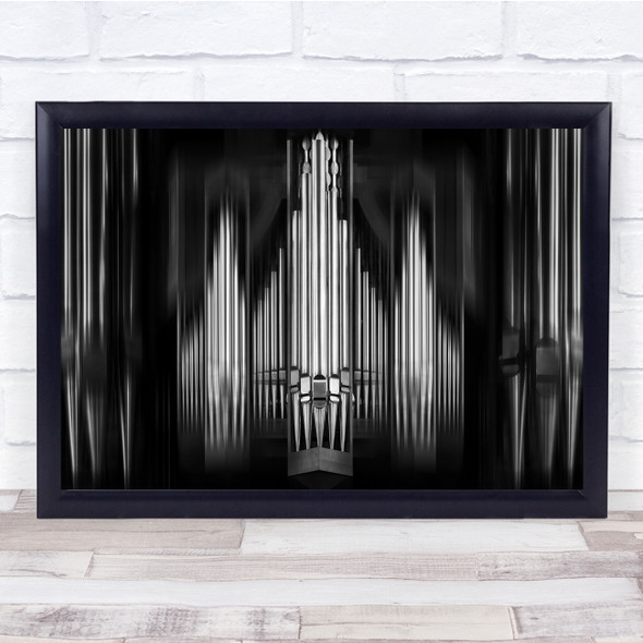 Pipelines Black White Abstract Reflections Wall Art Print
