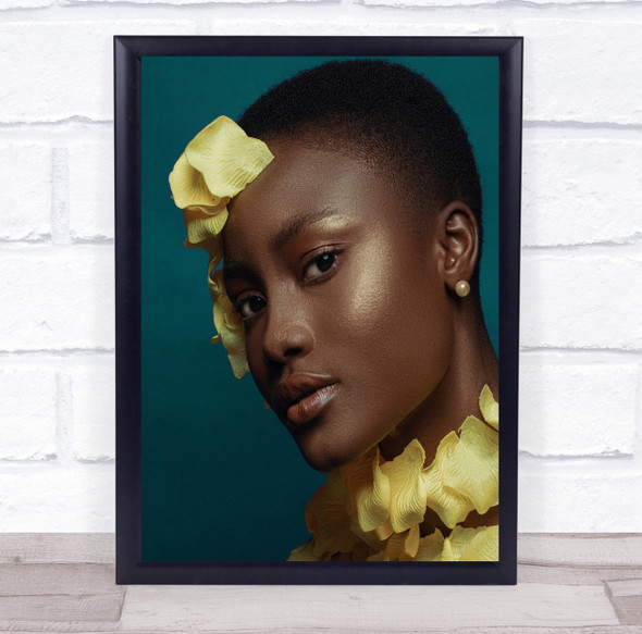 Portrait Beauty African Queen yellow petal Wall Art Print