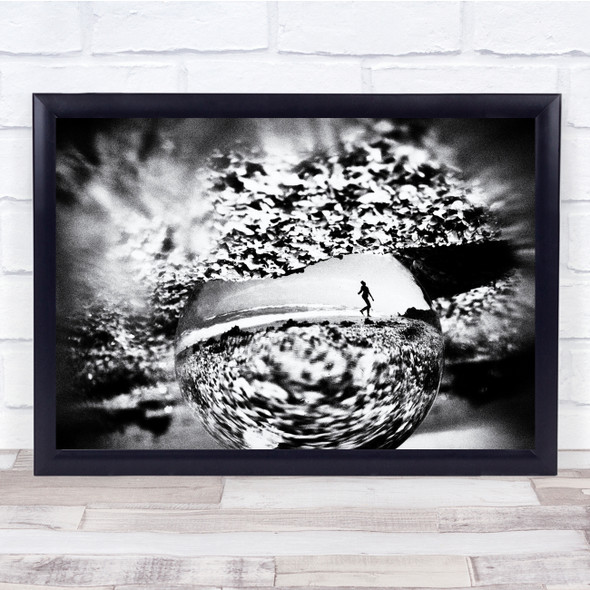 Water Droplet Reflection Black white Beach Wall Art Print