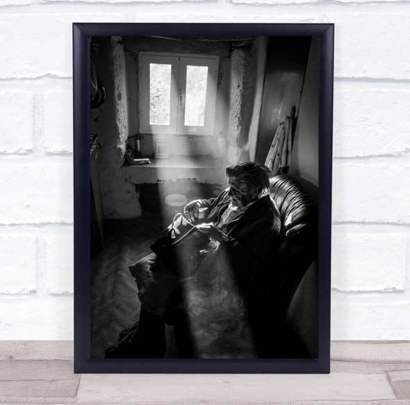 Windows Of Life old man in chair light ray Wall Art Print