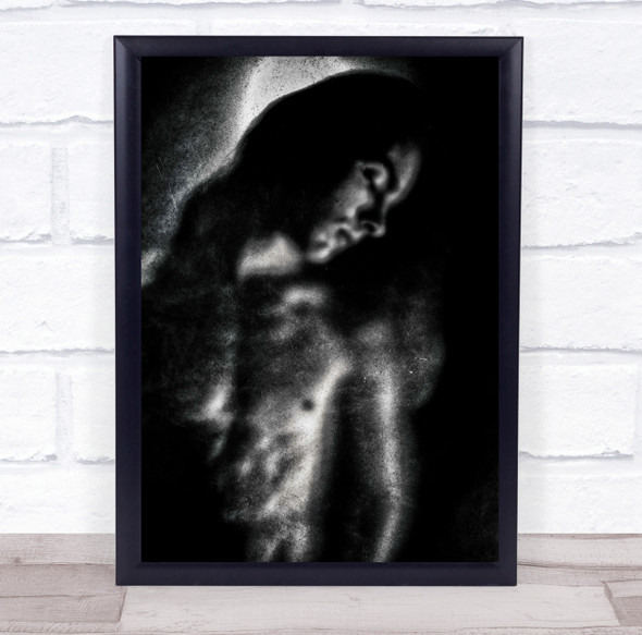 Alone With The Moon man pose topless dark Wall Art Print