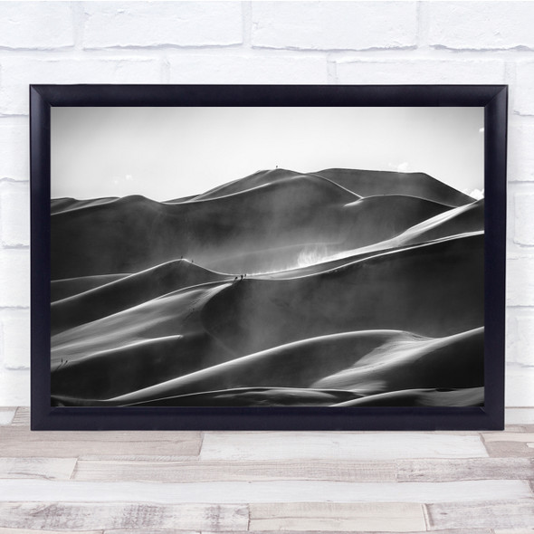 Blowing In The Wind Sand Desert Greyscale Wall Art Print