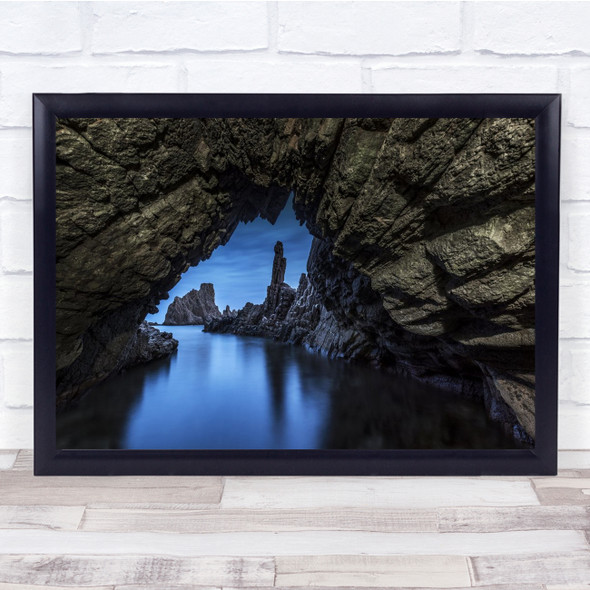 Cave Entrance Water Blue Reflection Rocks Wall Art Print