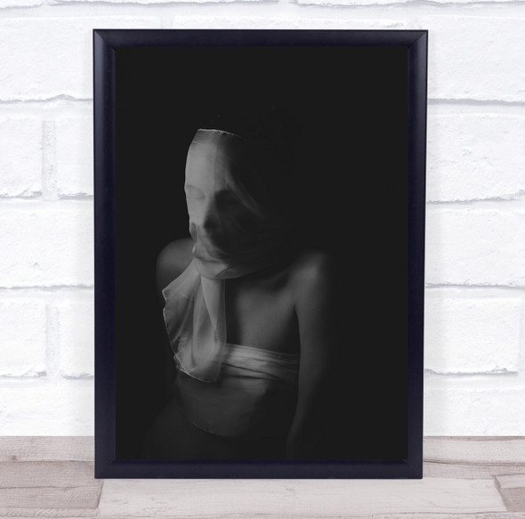 Dormancy eerie woman head wrapped in robe Wall Art Print