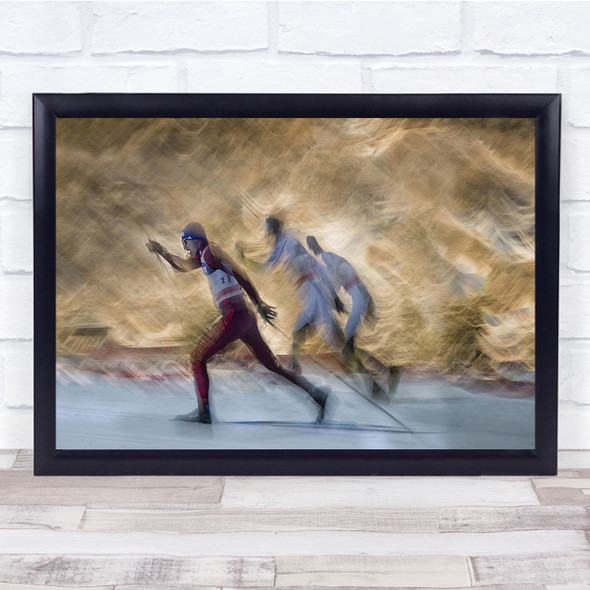 Energy Glidding Ski blurred motion action Wall Art Print