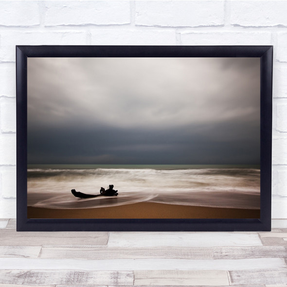 Italy Water Landscape Log Floatsome Beach Wall Art Print