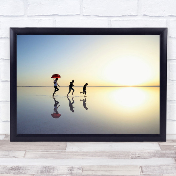 Journey To The Sun man running reflection Wall Art Print