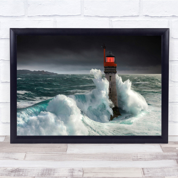 Lighthouse Tower Architecture Waves storm Wall Art Print