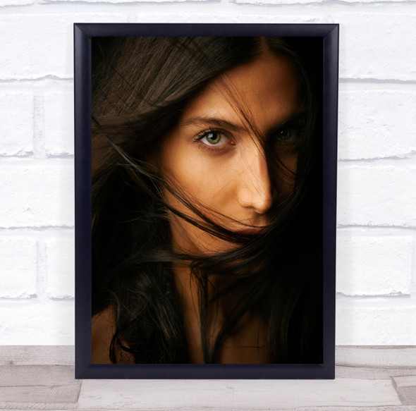 Portrait Girl Model Face Hair Woman Poone Wall Art Print