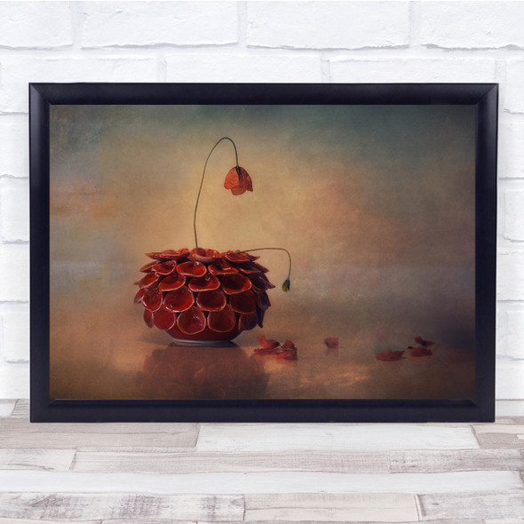 Red Flowers Plants Petals Colour Painting Wall Art Print