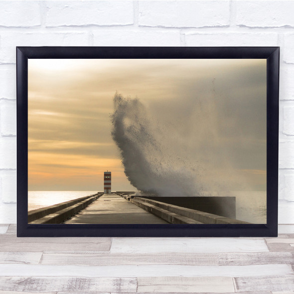 Splash Crash Wave Storm Pier Bridge Coast Wall Art Print