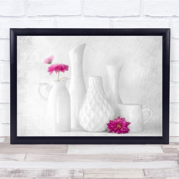 Texture Still Life Scratches Flower white Wall Art Print