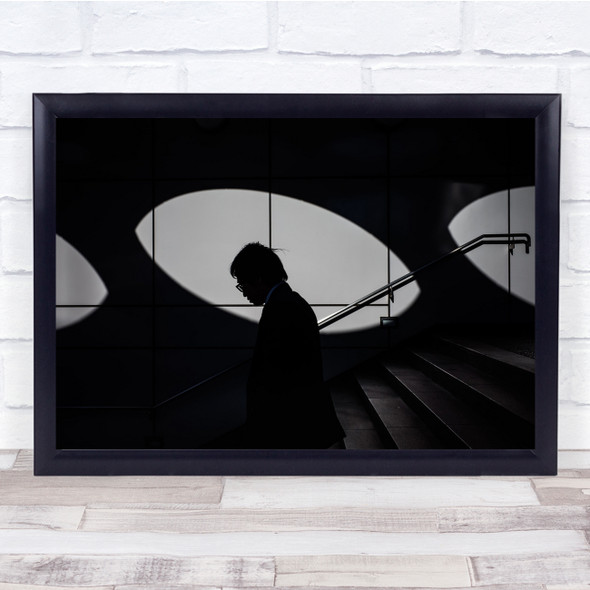 The Eyes Man Light black and white stairs Wall Art Print
