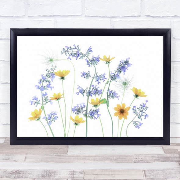 White Background Summer Flowers Botanical Wall Art Print