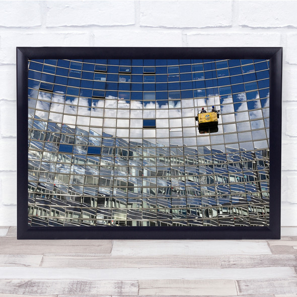 Window Cleaners Reflection Cloud building Wall Art Print