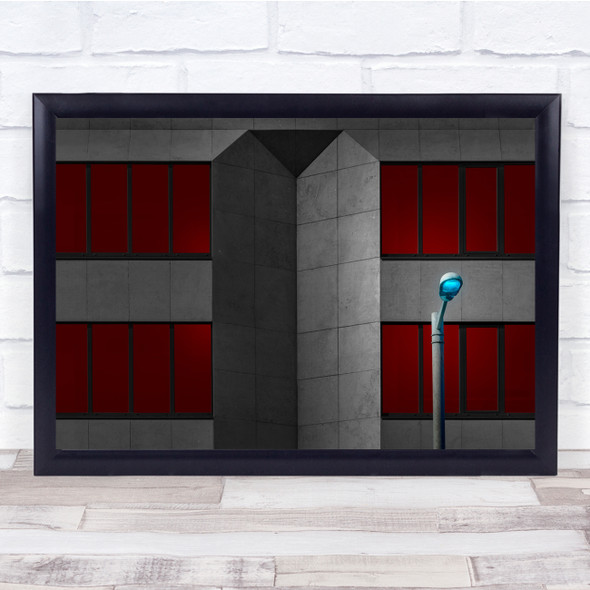 Architecture Abstract Street Windows Red Wall Art Print