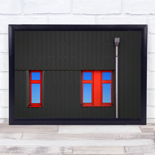 Architecture Pipe Windows Industrial Red Wall Art Print