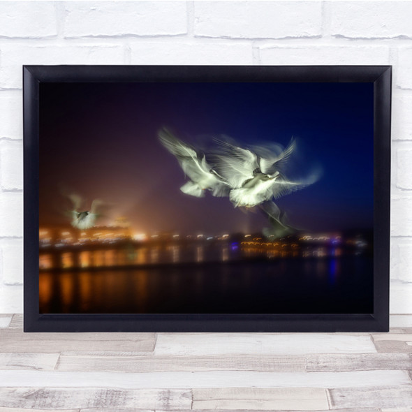 Birds Night Blur Long Exposure cityscape Wall Art Print