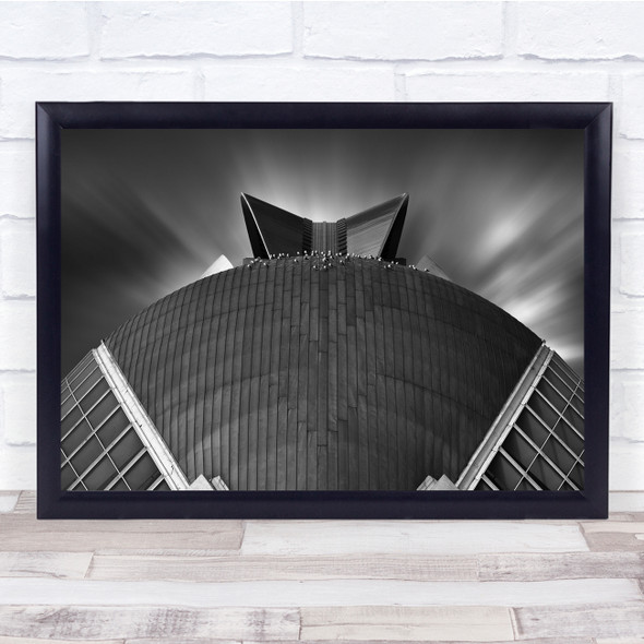 Birds Rest building curved Black & White Wall Art Print