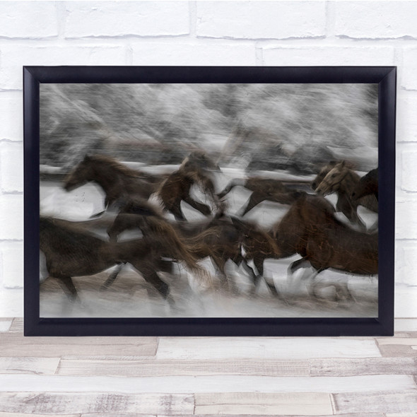 Kaos Horses Gallop action blurry animals Wall Art Print