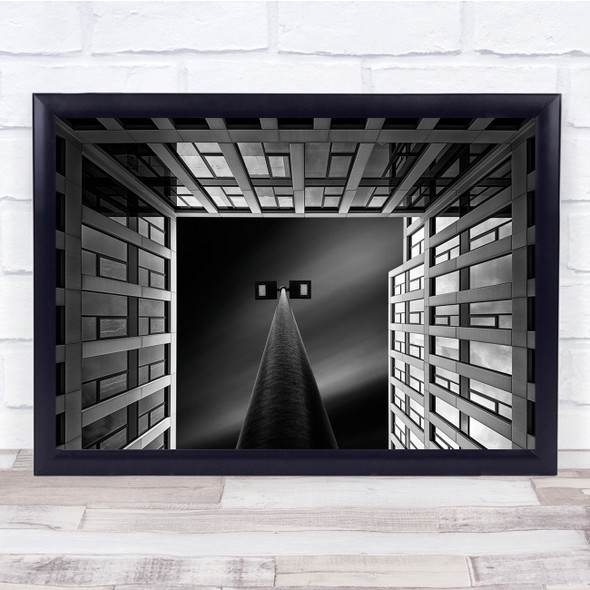 Lamp Shadow Geometry Windows Black White Wall Art Print