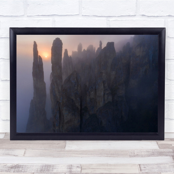 Landscape Sun Fog Cliffs Sunrise Morning Wall Art Print