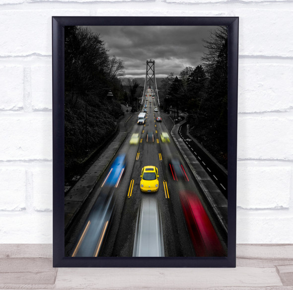 Lions Gate Bridge car blurry motion taxi Wall Art Print