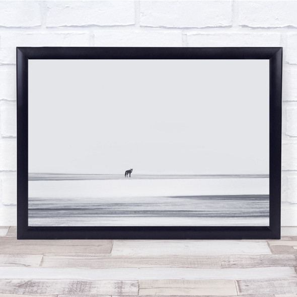 minimal seascape lone wolf nature animal Wall Art Print