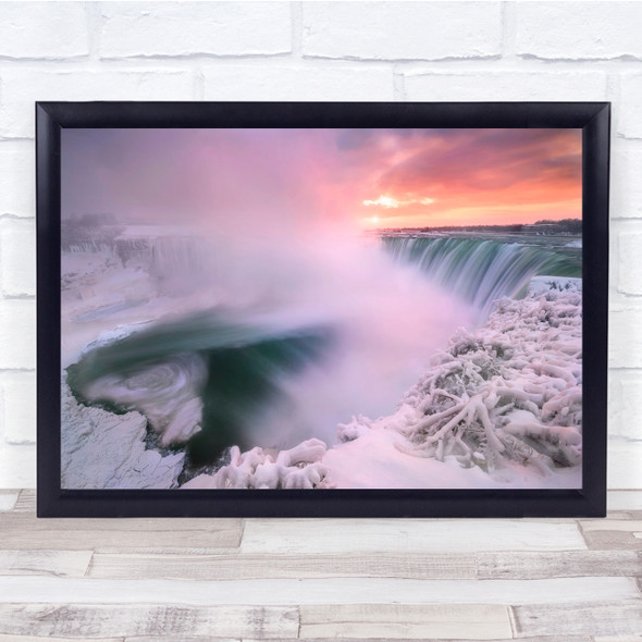 Niagara Falls In Winter landscape sunset Wall Art Print