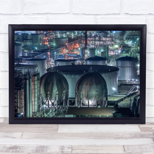 Night time Glow Industrial power station Wall Art Print