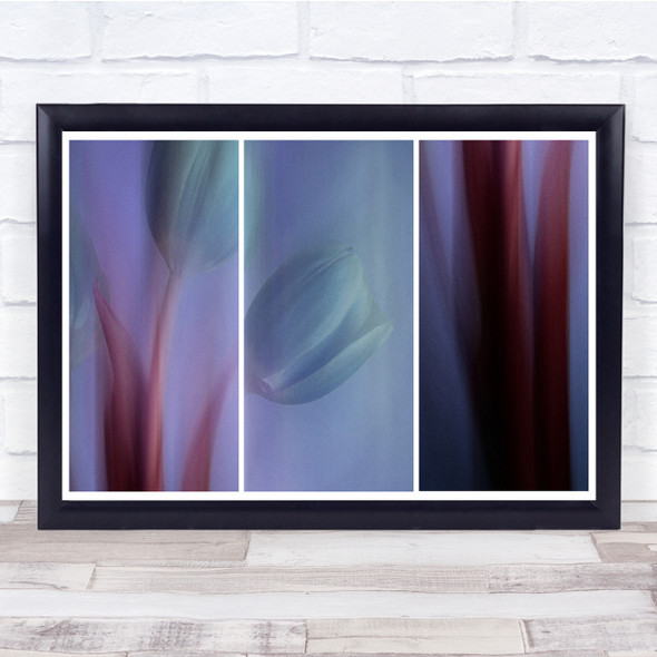 Panels Flowers Painting Texture Red Blue Wall Art Print