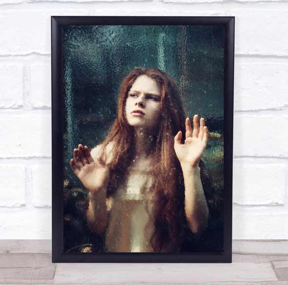 Paula red hair woman hands up distressed Wall Art Print