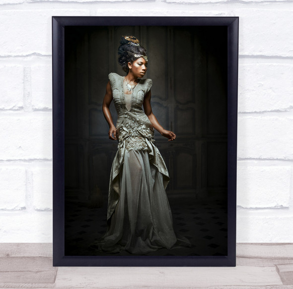 Ready For The Show woman in dress posing Wall Art Print