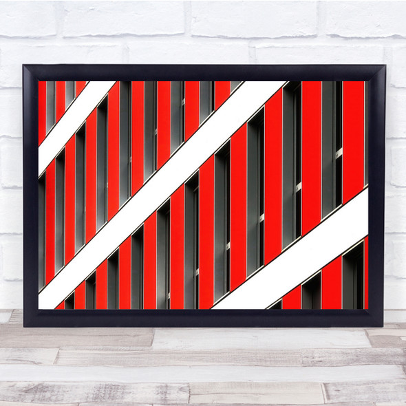 Red Architecture Geometry Shapes Stripes Wall Art Print