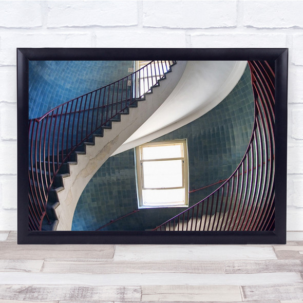 Spiral staircase purple windows Abstract Wall Art Print