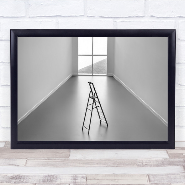 Stepladder In Daylight white room window Wall Art Print