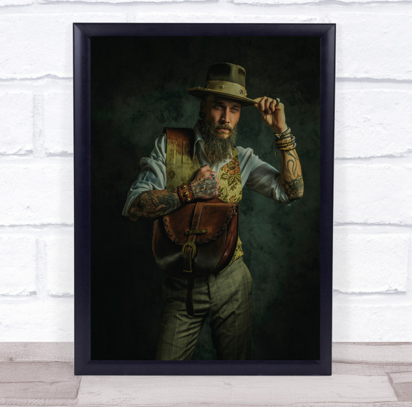 The Gipsy Postman man posing bag vintage Wall Art Print