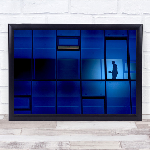 The Office Blue Person Silhouette Coffee Wall Art Print