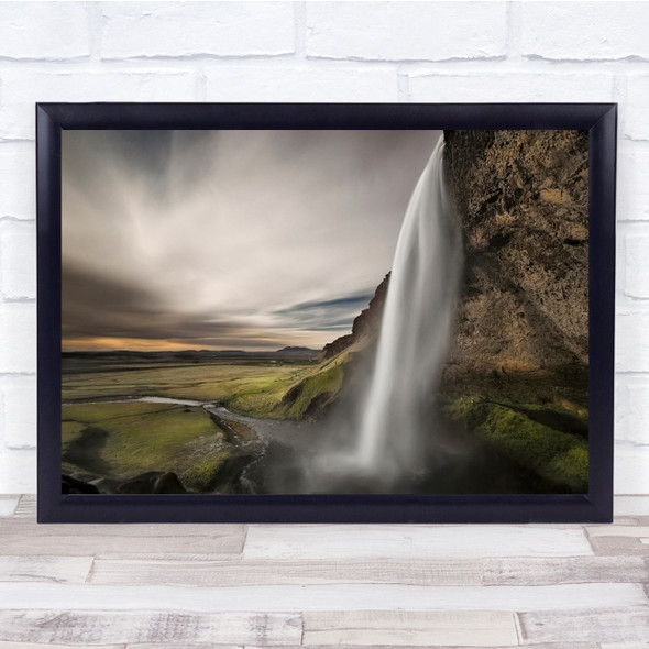 Waterfall Landscape Iceland Water Scenic Wall Art Print