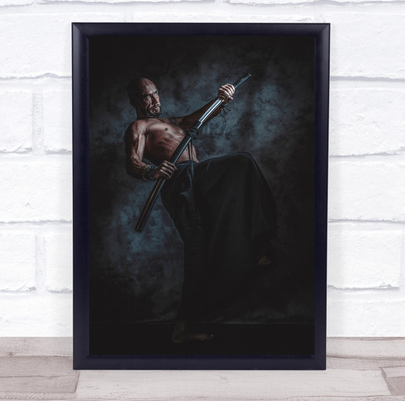 Zukuri Sensei Muscular man samurai sword Wall Art Print