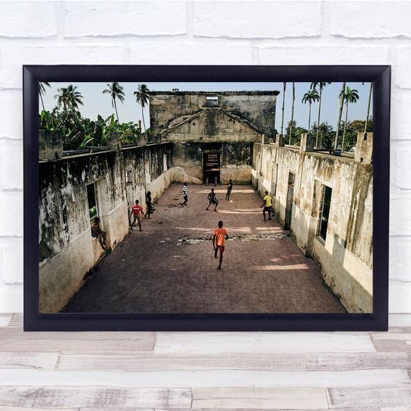 Football Street palm trees architecture Wall Art Print