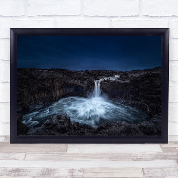 Iceland Waterfall Blue nature landscape Wall Art Print