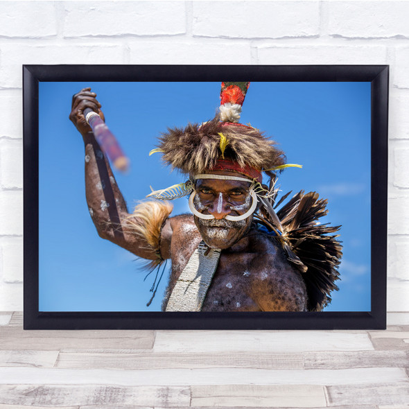 Jungle man Angry expression Spear Tribe Wall Art Print