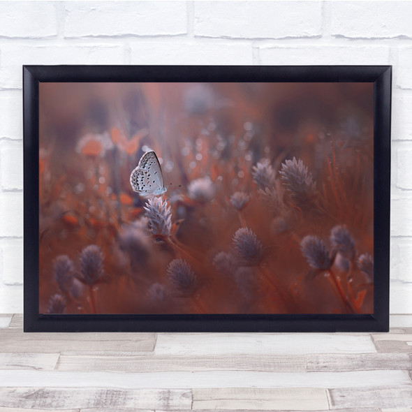 Lonely butterfly wildlife spiked floral Wall Art Print