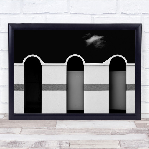 Open Structure Black White Simple Cloud Wall Art Print