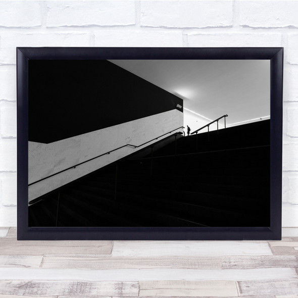 Shadow And Sun Stairway black and white Wall Art Print