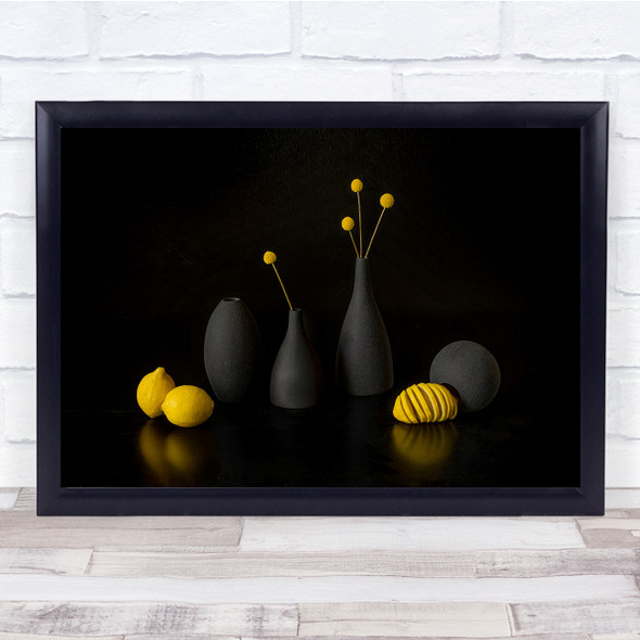 Sour Taste Lemon Yellow Vase Still Life Wall Art Print