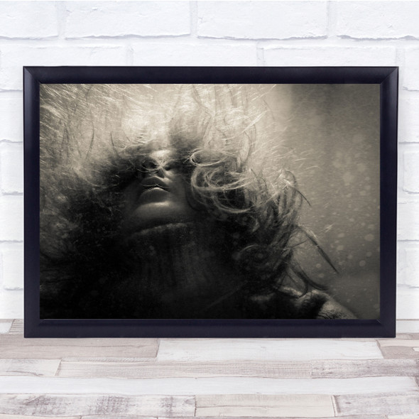 Storm woman messy hair turtle neck dark Wall Art Print